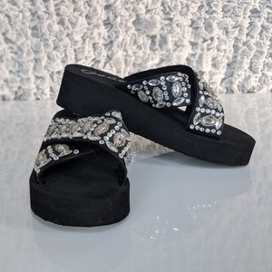 Platform rhinestone sandals